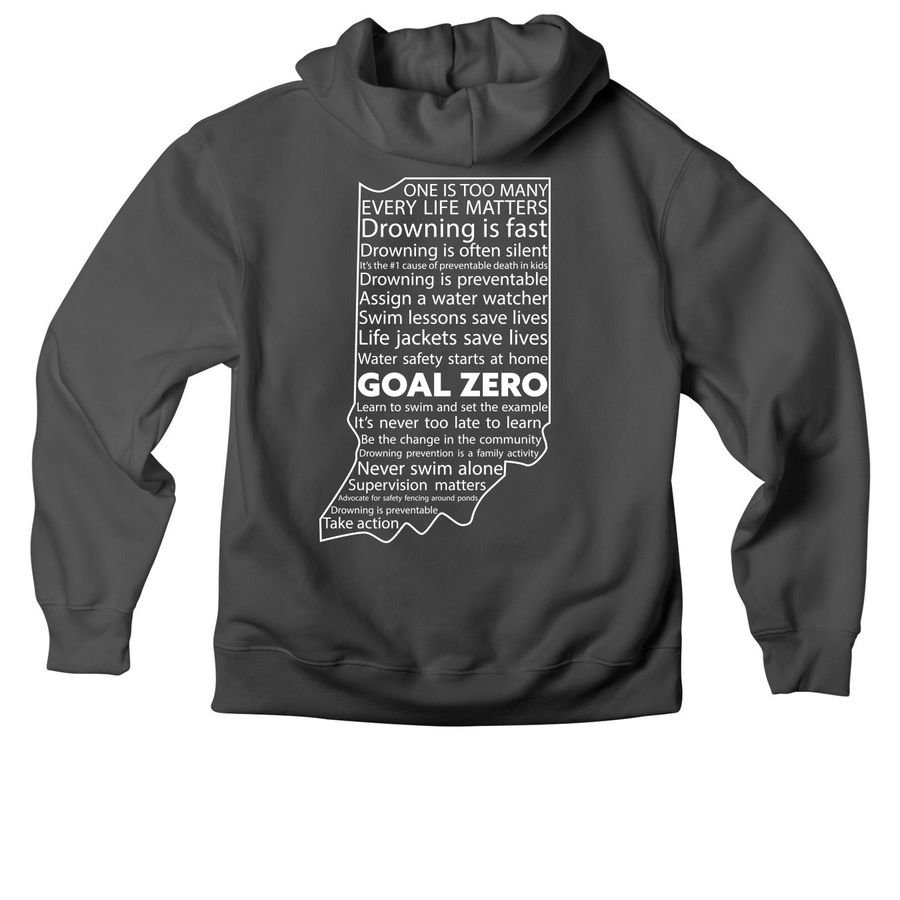 Goal Zero: Indiana Drowning Prevention, a Asphalt Premium Heavyweight Pullover Hoodie