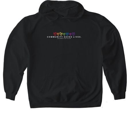 Community Saves Lives, a Black Gildan Softstyle Pullover Hoodie