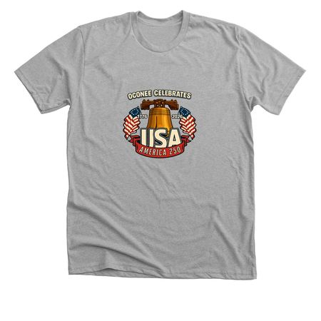 Oconee Celebrates America 250!, a Athletic Heather Premium Unisex Tee