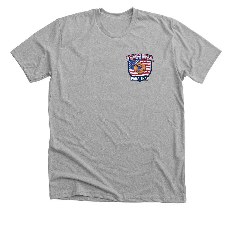 Team USA Para Trap-Break Clays,Break Barriers, a Athletic Heather Premium Unisex Tee