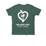 Food Is A Human Right T-shirt, a Heather Forest Premium Youth Tee (back-view)