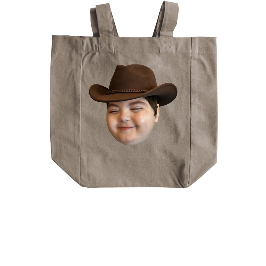Hayes Strong Tote, a Pumice Recycled Cotton Tote Bag (back-view)