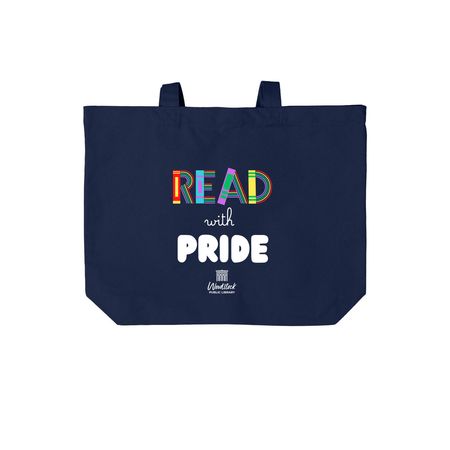 Read With Pride Tote, a River Blue Navy Cotton Canvas Tote Bag