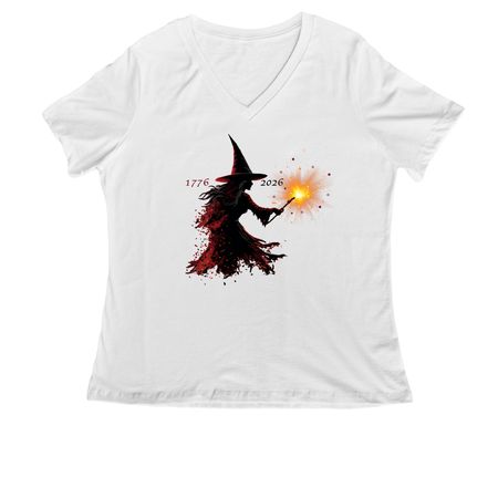 250 American Years!, a White Women's Relaxed V-Neck Tee