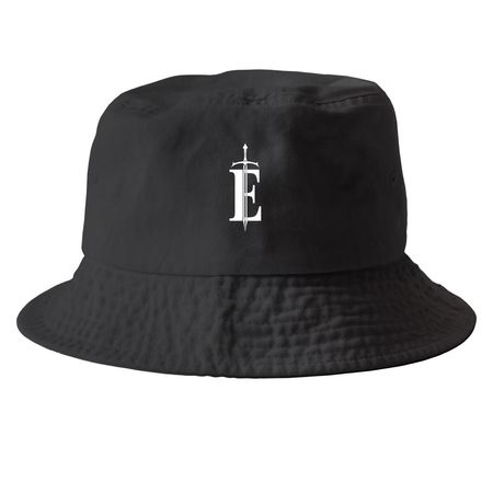 Emblem logo hat, a Black Printed Bucket Hat