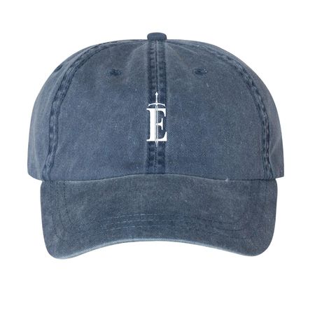 Emblem logo hat, a Navy Printed Pigment Dye Baseball Cap