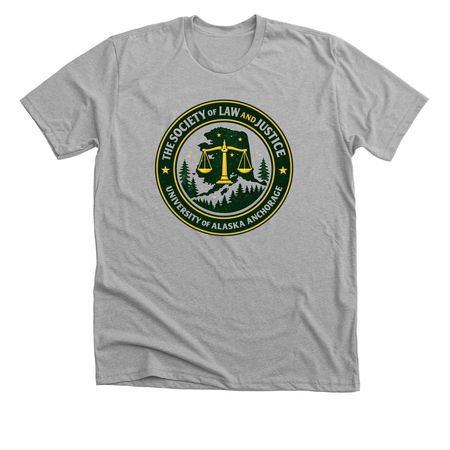 The Society of Law and Justice, a Athletic Heather Premium Unisex Tee
