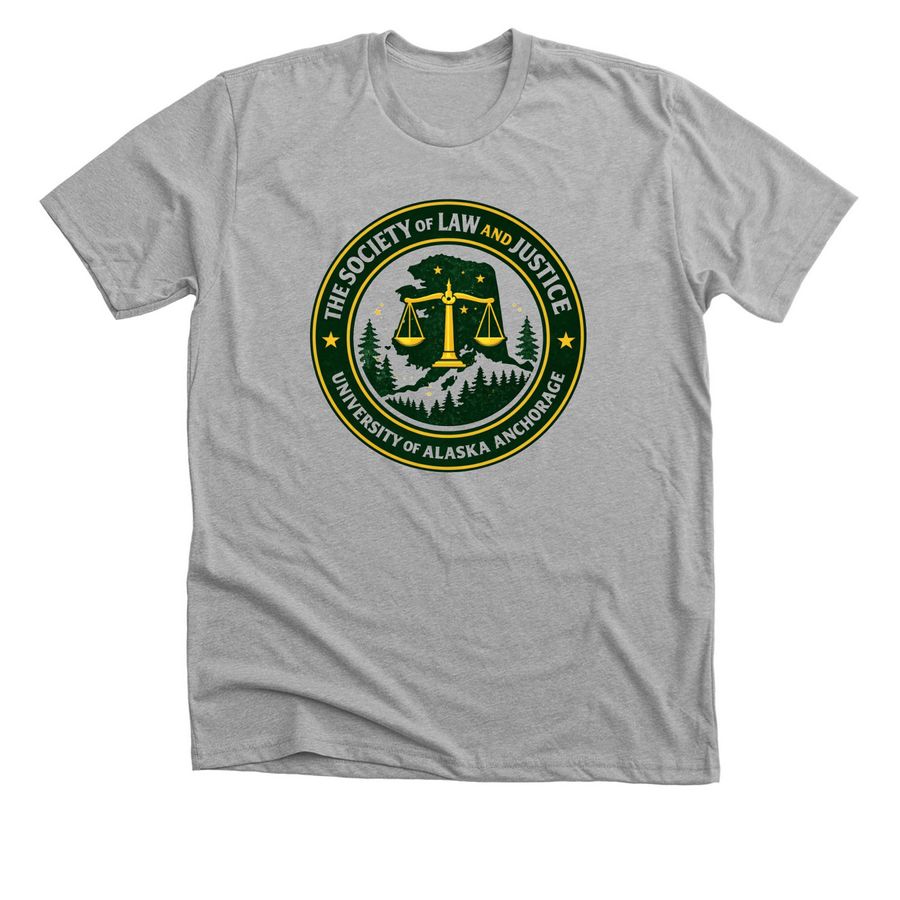 The Society of Law and Justice, a Athletic Heather Premium Unisex Tee
