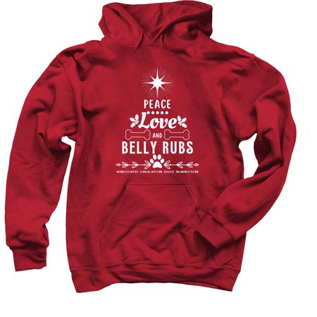 SCDR Peace Love & Belly Rubs, a Cardinal Red Pullover Hoodie