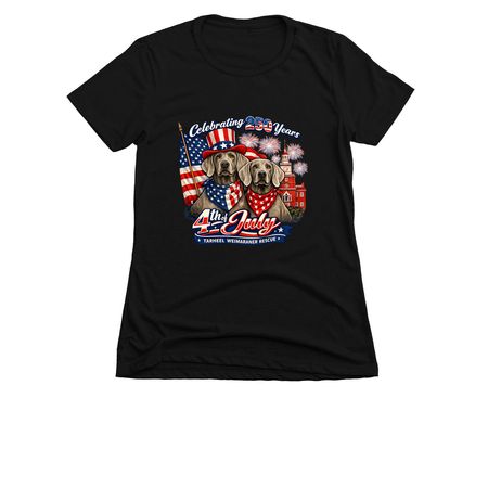 Stars, Stripes & Silver Paws America?s 250th, a Black Women's Slim Fit Tee