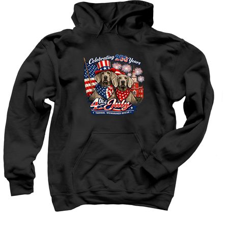 Stars, Stripes & Silver Paws America?s 250th, a Black Pullover Hoodie