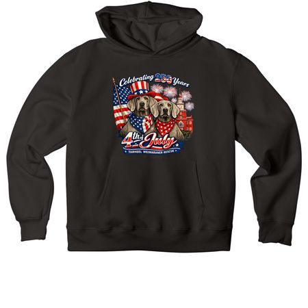 Stars, Stripes & Silver Paws America?s 250th, a Black Premium Heavyweight Pullover Hoodie