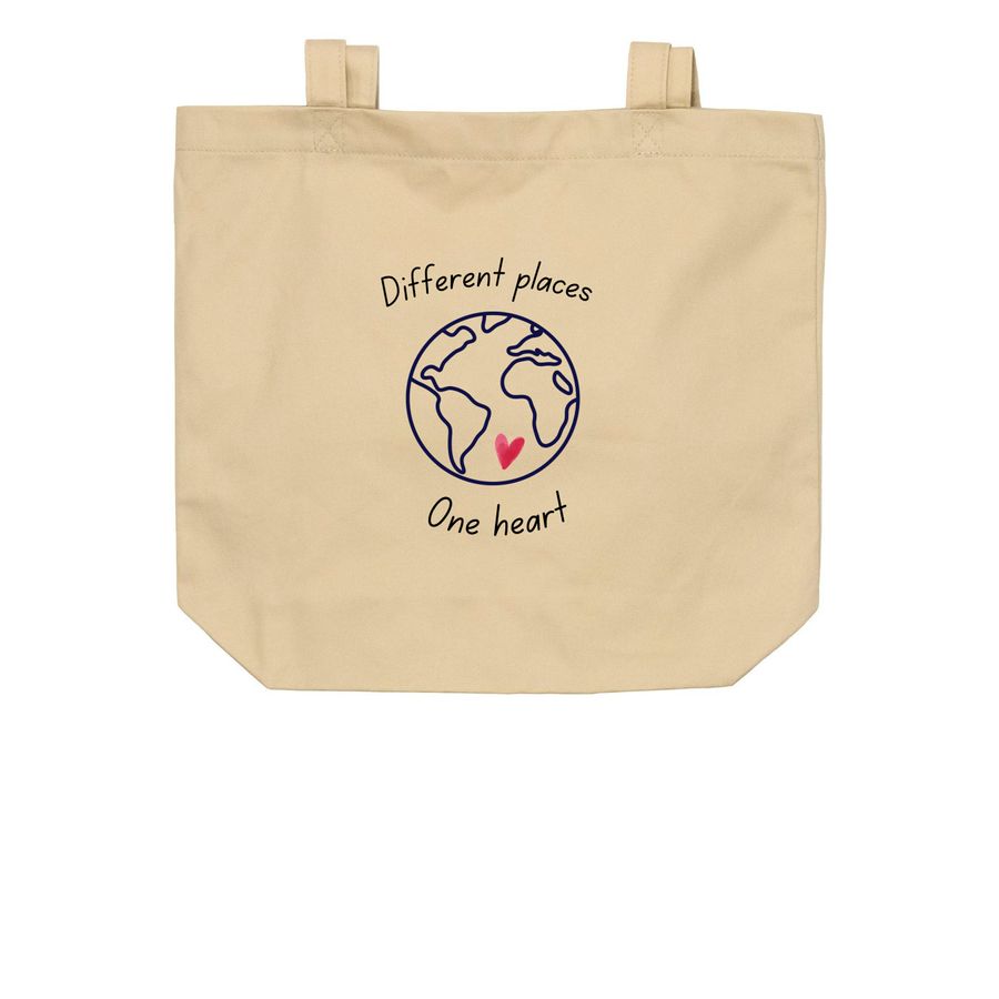 ONE HEART, a Oyster Organic Cotton Tote Bag