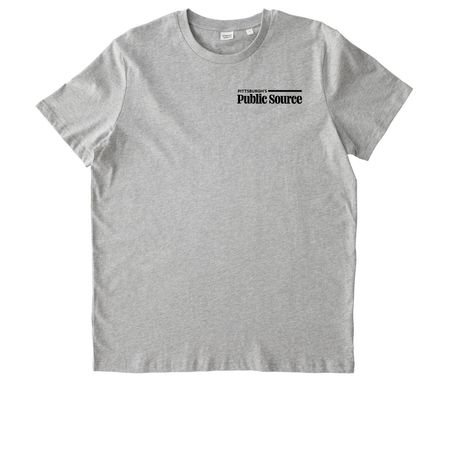 Pittsburgh's Public Source logo tee, a Heather Grey Stanley/Stella Unisex Crafter Tee