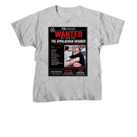 Appalachian Grabber Most Wanted, a Sport Grey Youth Unisex Tee