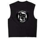 Building Community&nbsp;, a True Black Heavyweight Garment Dye Muscle Tee (back-view)