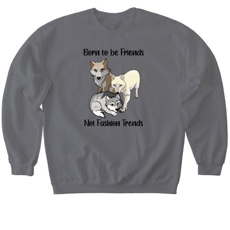 Born to be Friends, Not Fashion Trends!, a Charcoal Softstyle Crewneck Sweatshirt