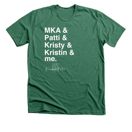Friends & Fiction&nbsp;Green Name List Tees&nbsp;, a Heather Grass Green Premium Unisex Tee