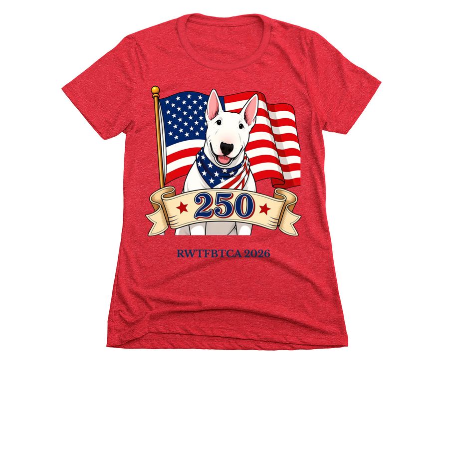 A Bull Terrier Celebration, a Red Women's Slim Fit Tee