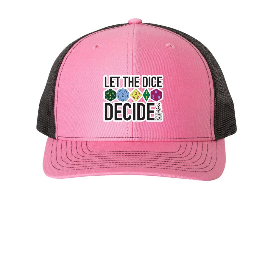 "Let the Dice Decide" Hats, a Hot Pink/ Black Printed Snapback Trucker Cap