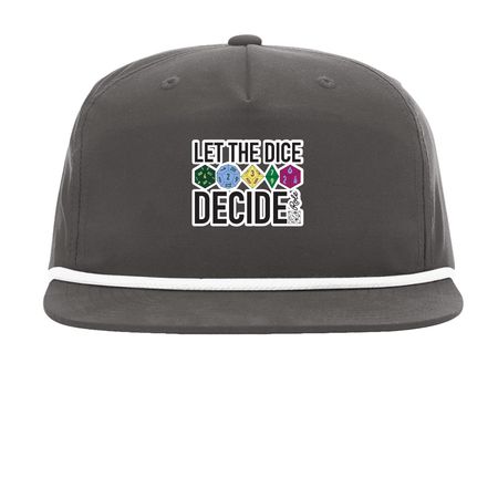 "Let the Dice Decide" Hats, a Charcoal/ White Printed Umpqua Snapback Cap