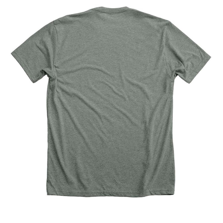 It's a Beautiful Day in the Library, a Deep Heather Premium Unisex Tee (back-view)