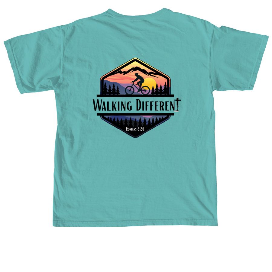 Walking Different, a Seafoam Comfort Colors Unisex Tee (back-view)