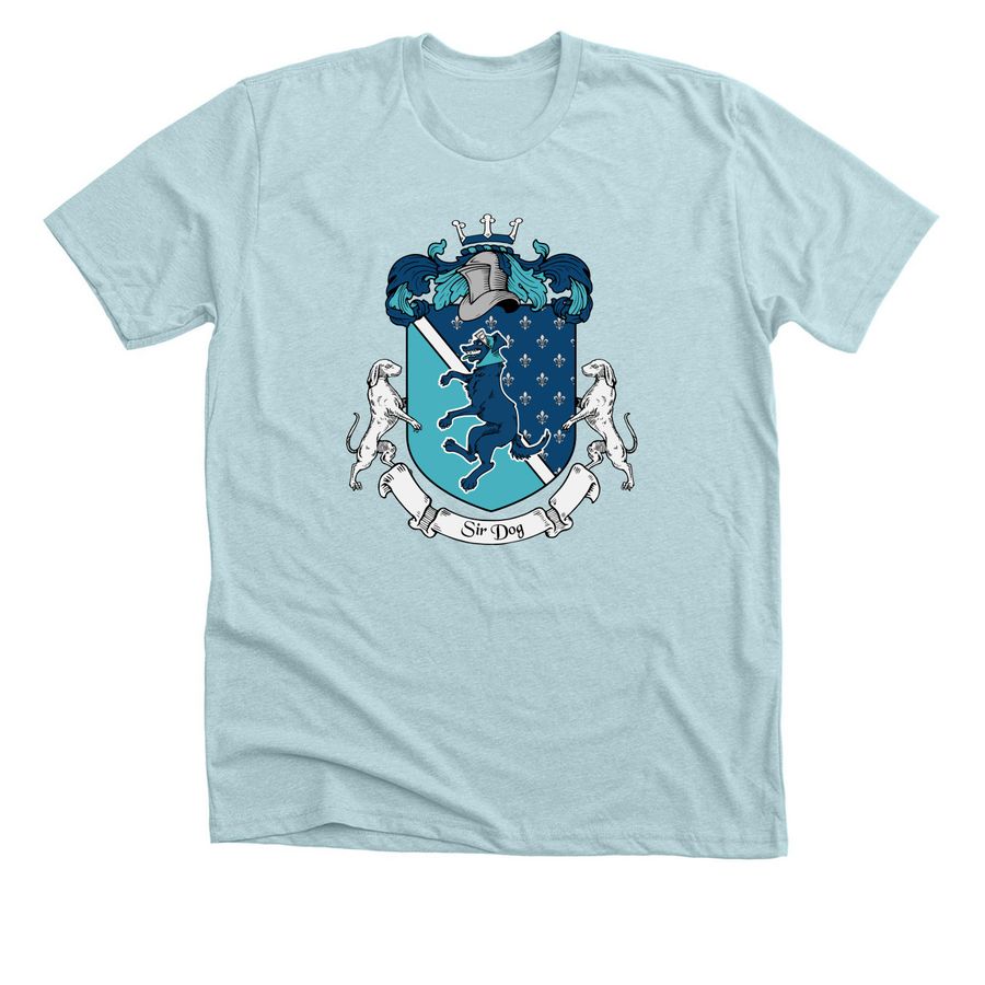 House of Dog Coat of Arms, a Heather Ice Blue Premium Unisex Tee