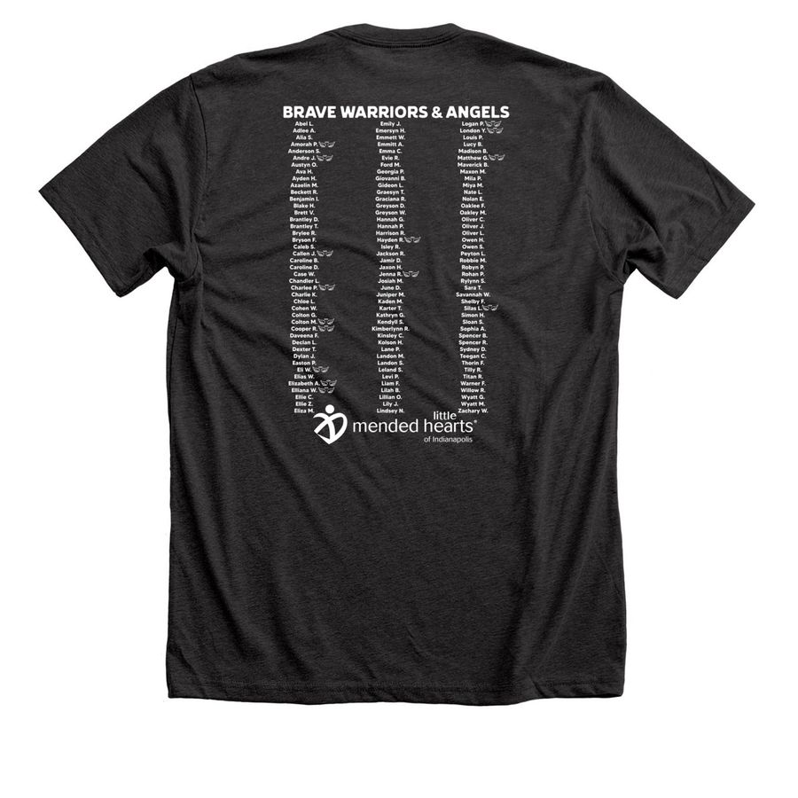 Mended Little Hearts 2026 Design, a Dark Grey Heather Premium Unisex Tee (back-view)