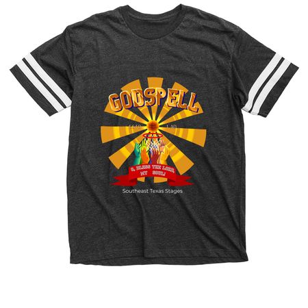 Godspell, a Vintage Smoke / White Football Jersey Tee