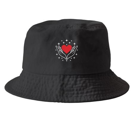 Top It Off with Kindness, a Black Printed Bucket Hat
