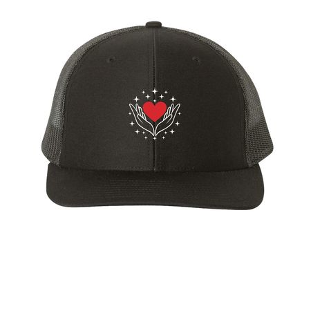Top It Off with Kindness, a Black Printed Snapback Trucker Cap
