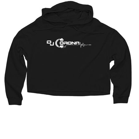 Dj Corona Headphone Tee, a Black Women?s Lightweight Cropped Hoodie