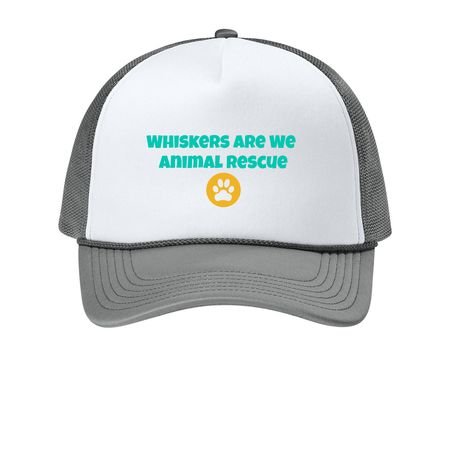 Whiskers Are We Animal Rescue, a White/ Deep Smoke Printed Foam Trucker Hat