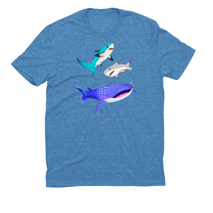 SHARK SQUAD!, a Azure Blue Allmade Eco Triblend Unisex Tee