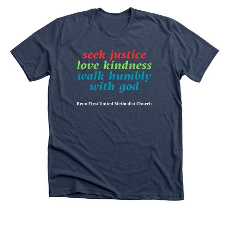 Micah 6:8, a Heather Navy Premium Unisex Tee