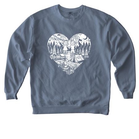 The Heart of Camp, a Blue Jean Comfort Colors Crewneck Sweatshirt