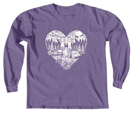 The Heart of Camp, a Grape Comfort Colors Long Sleeve Tee