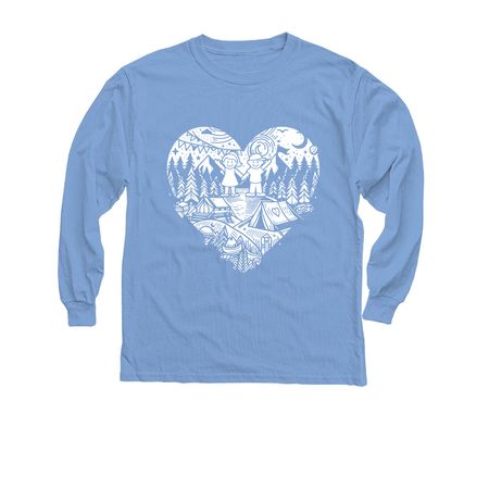 The Heart of Camp, a Carolina Blue Youth Long Sleeve Tee