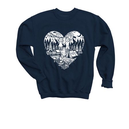 The Heart of Camp, a Navy Youth Crewneck Sweatshirt