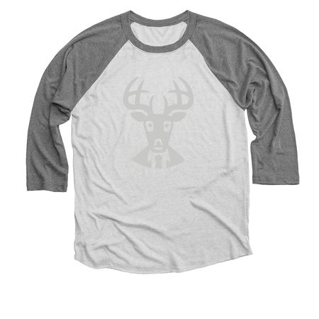 Deer 80's, a Premium Heather and Heather White 3/4 Sleeve Baseball Tee