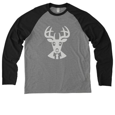 Deer 80's, a Deep Black/ Aluminum Grey Allmade Eco Triblend Colorblock Raglan Long Sleeve Tee