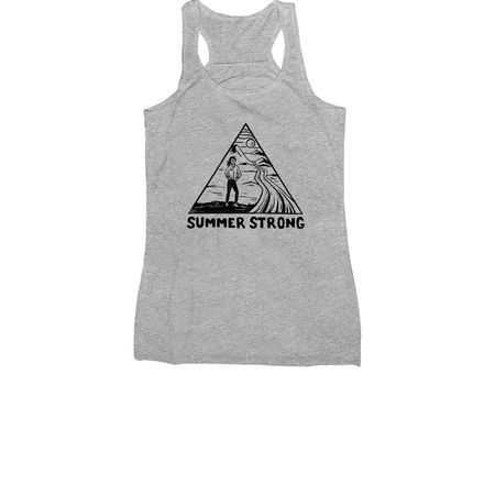 Summer Strong Black + White Logo, a Athletic Heather Women's Racerback