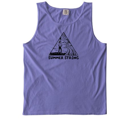 Summer Strong Black + White Logo, a Violet Comfort Colors Tank Top