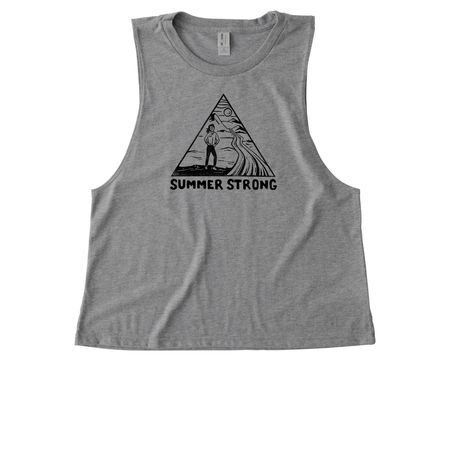 Summer Strong Black + White Logo, a Aluminum Grey Allmade Eco Triblend Women?s Muscle Tank