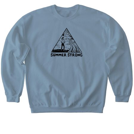 Summer Strong Black + White Logo, a Stone Blue Softstyle Crewneck Sweatshirt