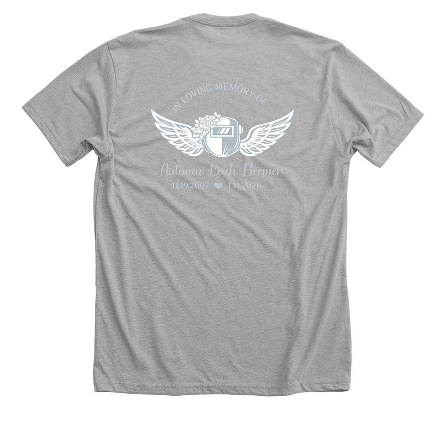 In Memory of Autumn Beemer, a Athletic Heather Premium Unisex Tee (back-view)