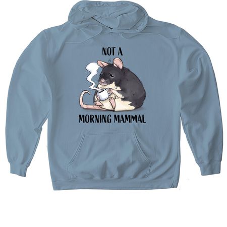 Not a Morning Mammal, a Stone Blue Gildan Softstyle Pullover Hoodie