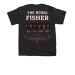 The House That Fisher Built, a Black Youth Unisex Tee (back-view)
