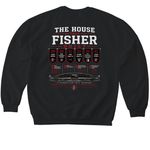The House That Fisher Built, a Black Softstyle Crewneck Sweatshirt (back-view)